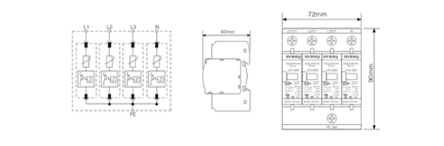 LY2-D10電涌保護(hù)器尺寸參數(shù)