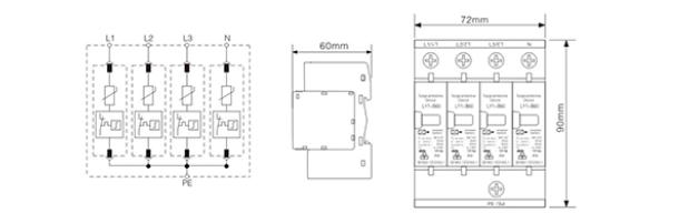 LY1-B60電涌保護(hù)器結(jié)構(gòu)尺寸