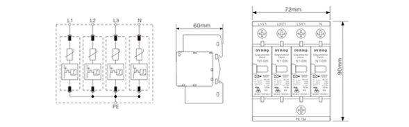 LY1-D10電涌保護(hù)器結(jié)構(gòu)尺寸